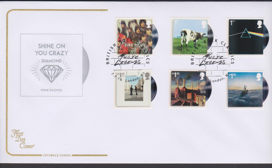 2016 - Pink Floyd, COTSWOLD First Day Cover, British Rock Classics, London N1 Postmark